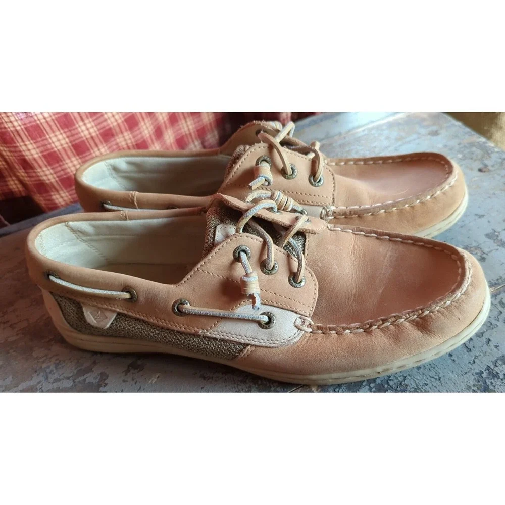 Ladies Sperry Top Tan Brown Leather‎ Size 10 Boat Driving Shoes